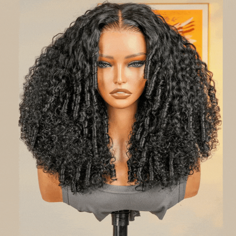 Sunber Pre-Styled Finger Coils Wig 7x5 Bye Bye Knots Glueless Spiral Curls Water Curly Hair Twist Out At The End Put On and Go Human Hair Wigs