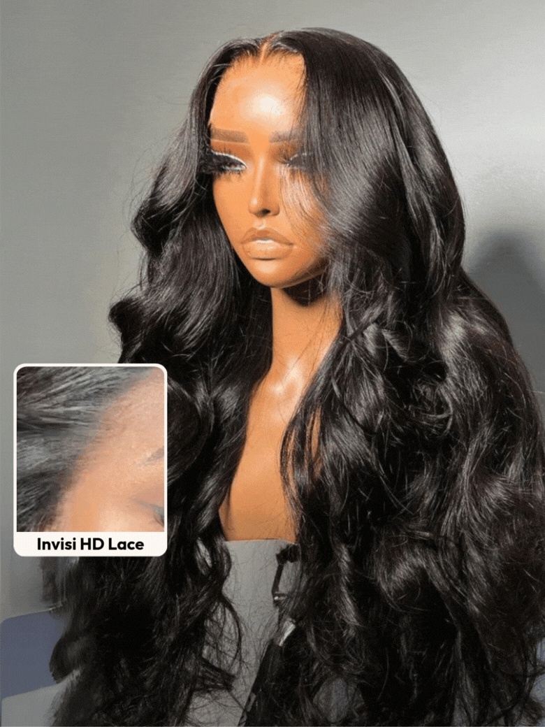 Sunber 13x4 HD Real Scalp Pre Everything Lace Frontal Natural Black Body Wave Wig With Elastic Drawstring