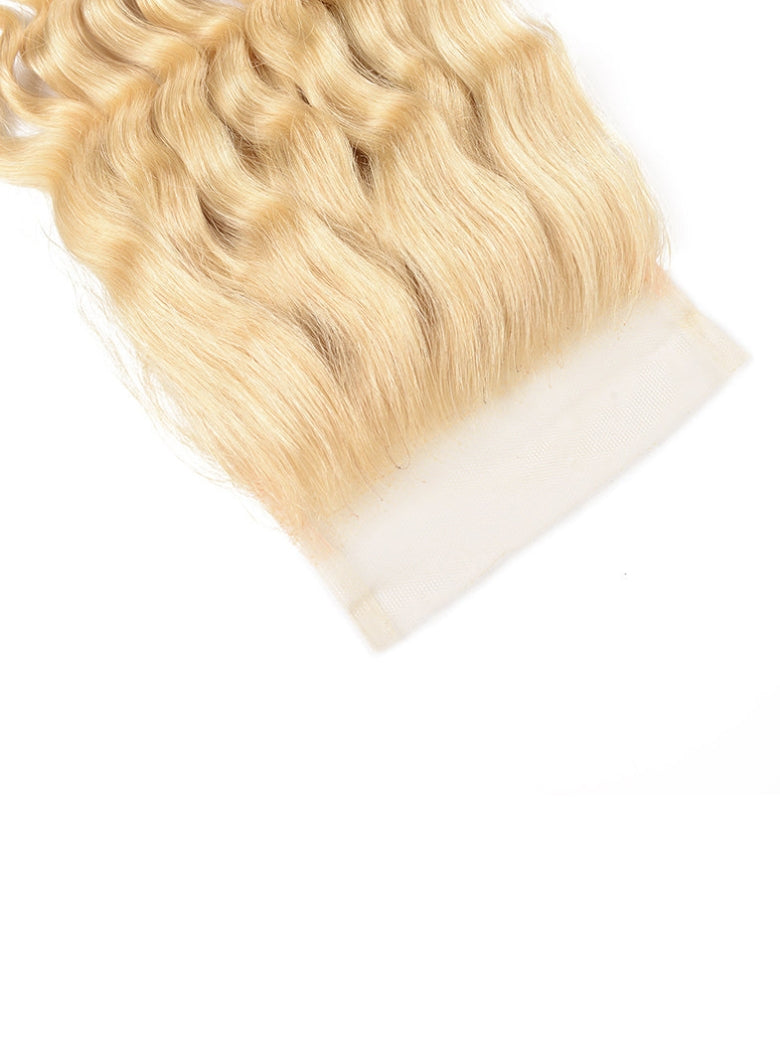 Sunber Hair 613 Blonde Deep Wave 3PCS With 4X4 Lace Closure 100% Virgin Human Hair Weaves