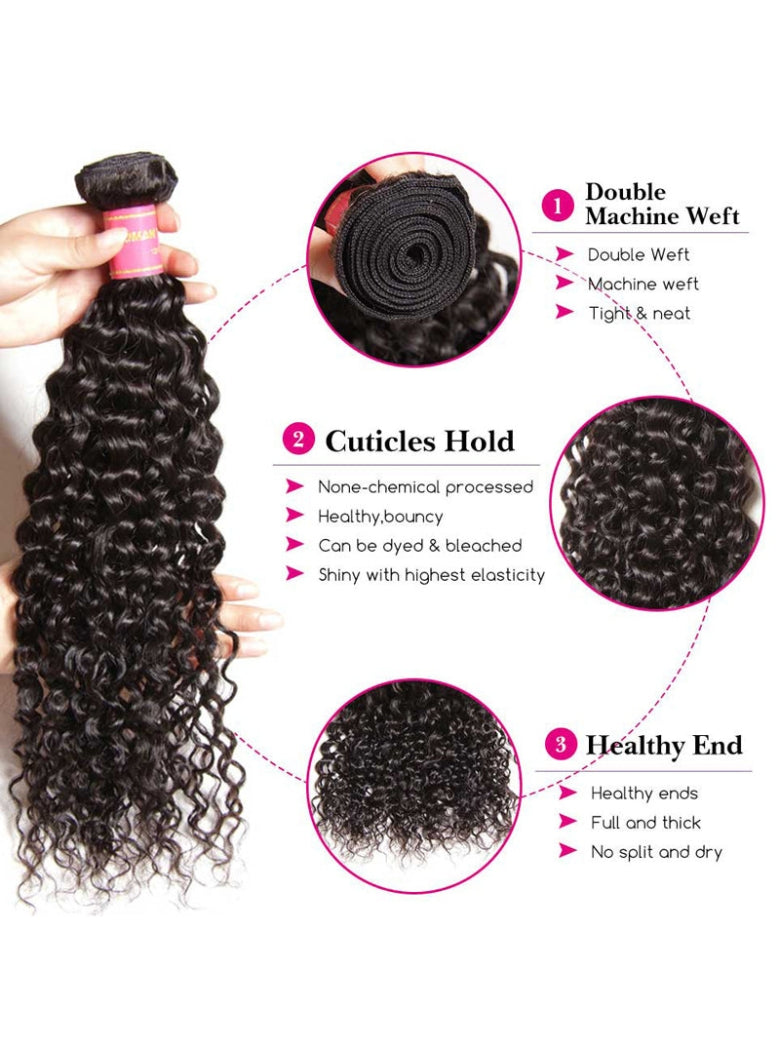 Sunber Hair Brazilian Virgin Jerry Curly Hair 3 Bundles with 4*4 Lace Closure 100% Human Hair