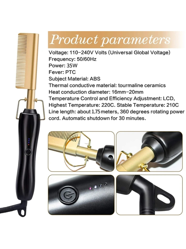 2500 Points Redeem 3 in 1 Hot Comb Hair Straightener Multifunctional Copper Hair Straightener Brush Straightening Comb