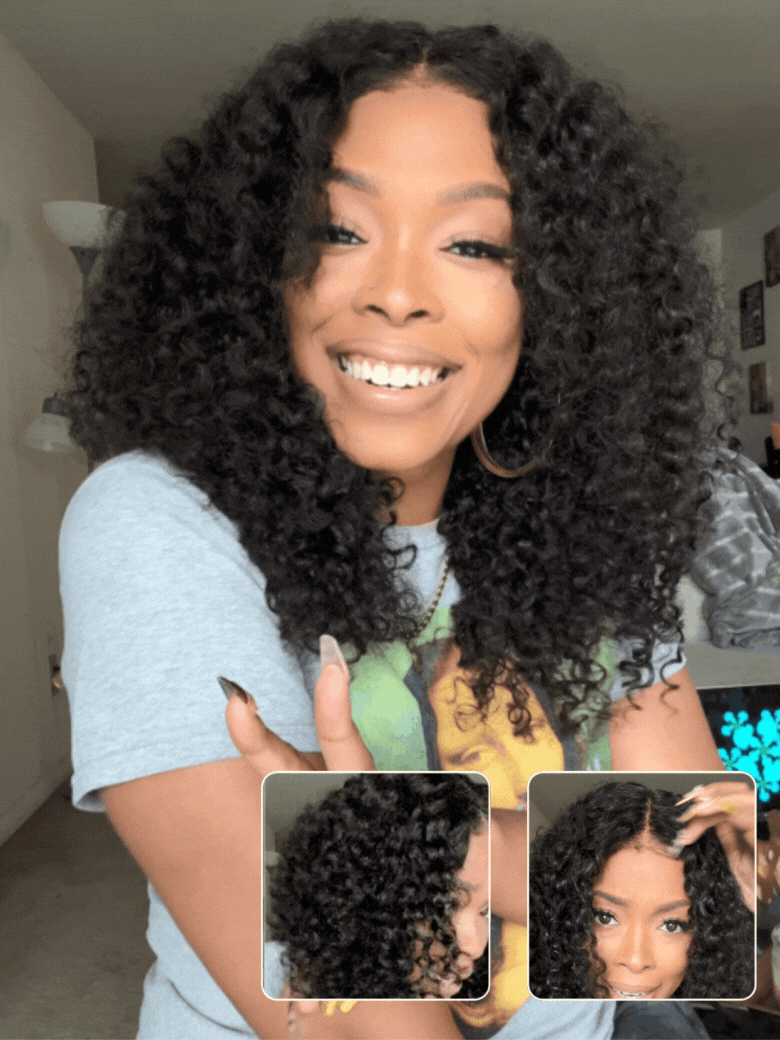 Sunber 5x5 HD Jerry Curly Natural Black Pre Cut Lace Wig With Invisi Drawstring
