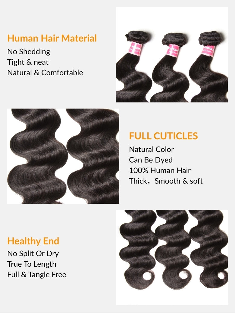 Sunber Malaysian Body Wave 3 Bundles Weaves with 4x4 Lace Closure Affordable Remy Human Hair Flash Sale