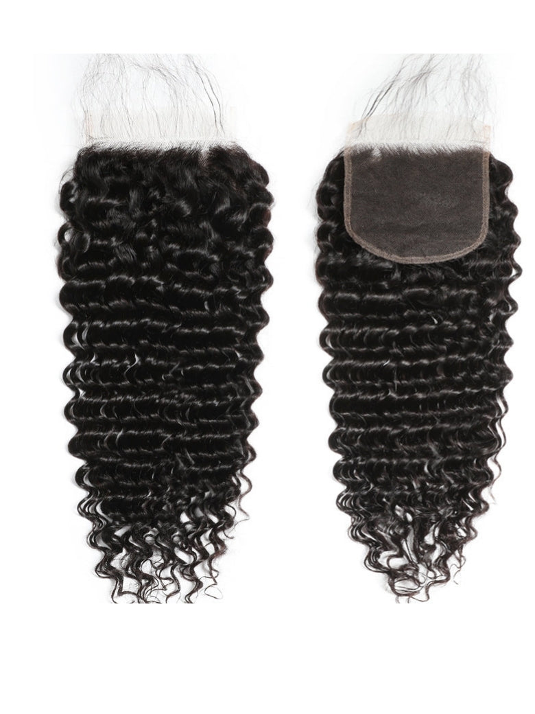 Sunber 1 Pc 5x5 HD Lace Closure Deep Wave Hair Deep Parting Transparent Lace Closure Invisible Knots Human Hair Closure