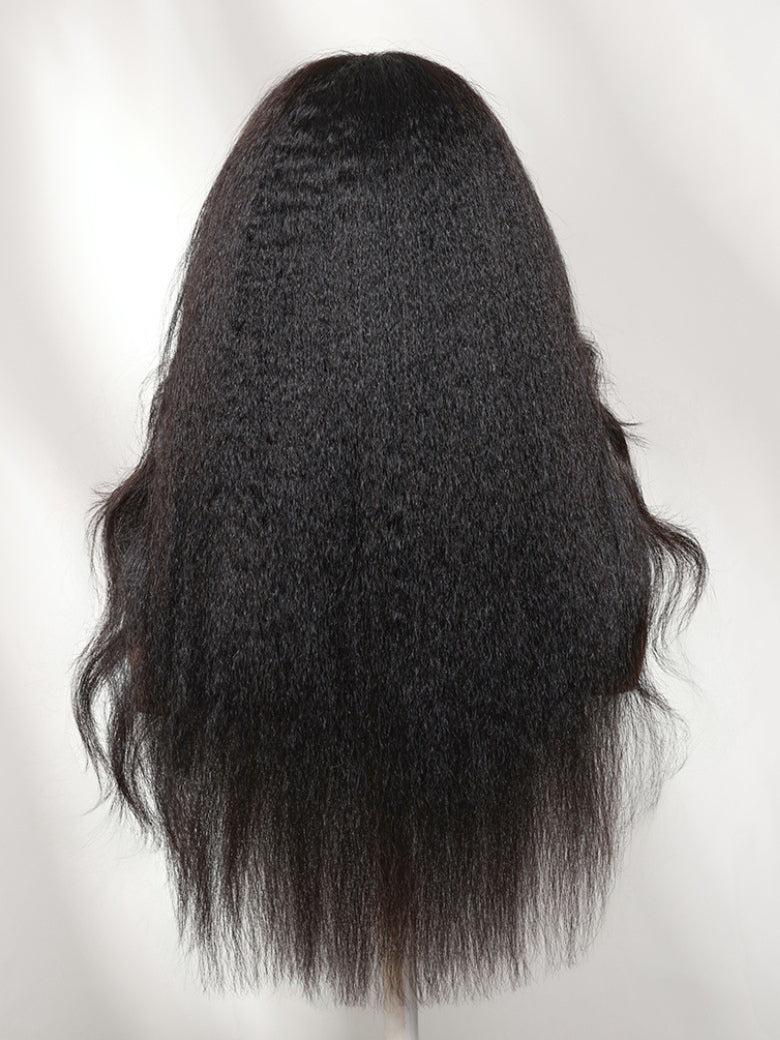 Sunber 13x4 HD Real Scalp Pre Everything Kinky Straight with Face Framing Curtain Bangs