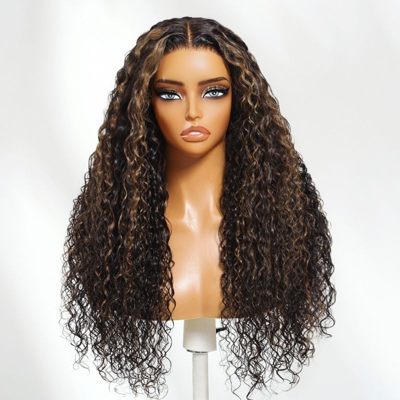 Golden Brown Highlights 13x4 Pre Everything Water Wave