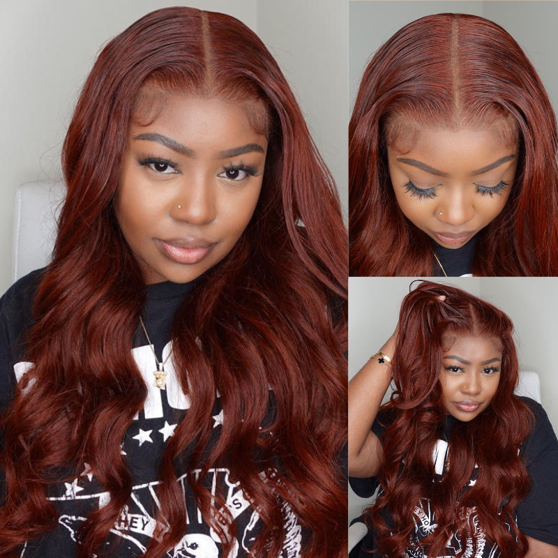 Body Wave Reddish Brown Wigs