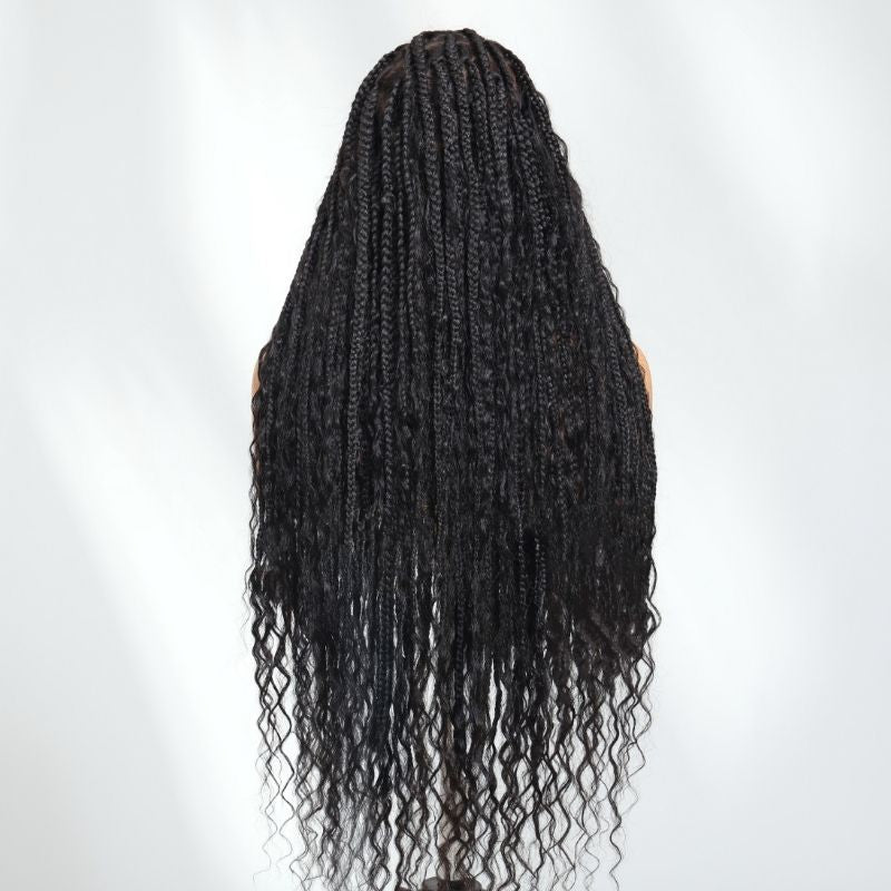 Flash Sale Sunber 34inch Knotless boho box braid Full 360 Lace Wigs For Black Women