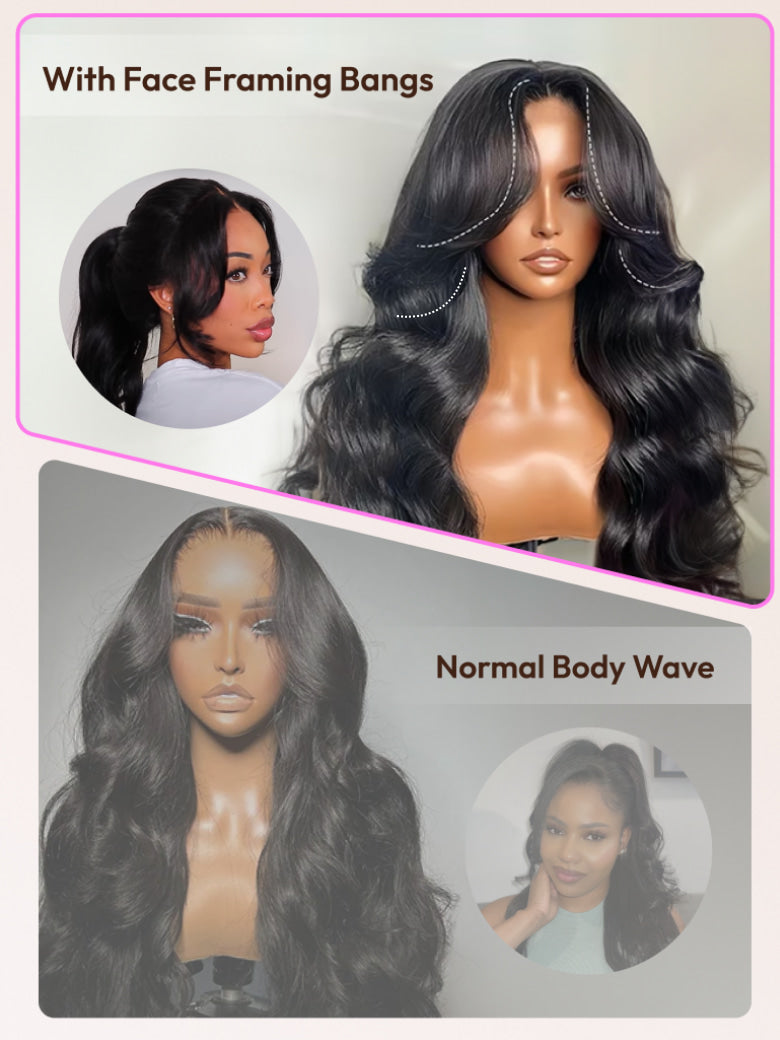 Sunber 13x4 Pre-Everything Pull And Go Drawstring Loose Wave with Face Framing Curtain Bangs Wig Flash Sale