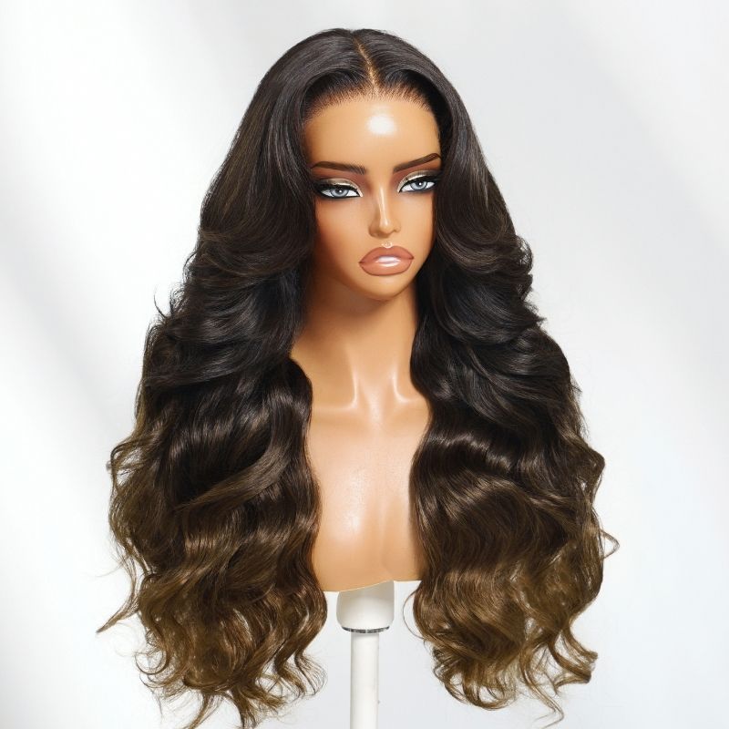 Sunber 13x4 Chestnut Brown Ombre Pre Everything Lace Frontal Loose Wave Face-Framing Layers Wig With Invisi Drawstring