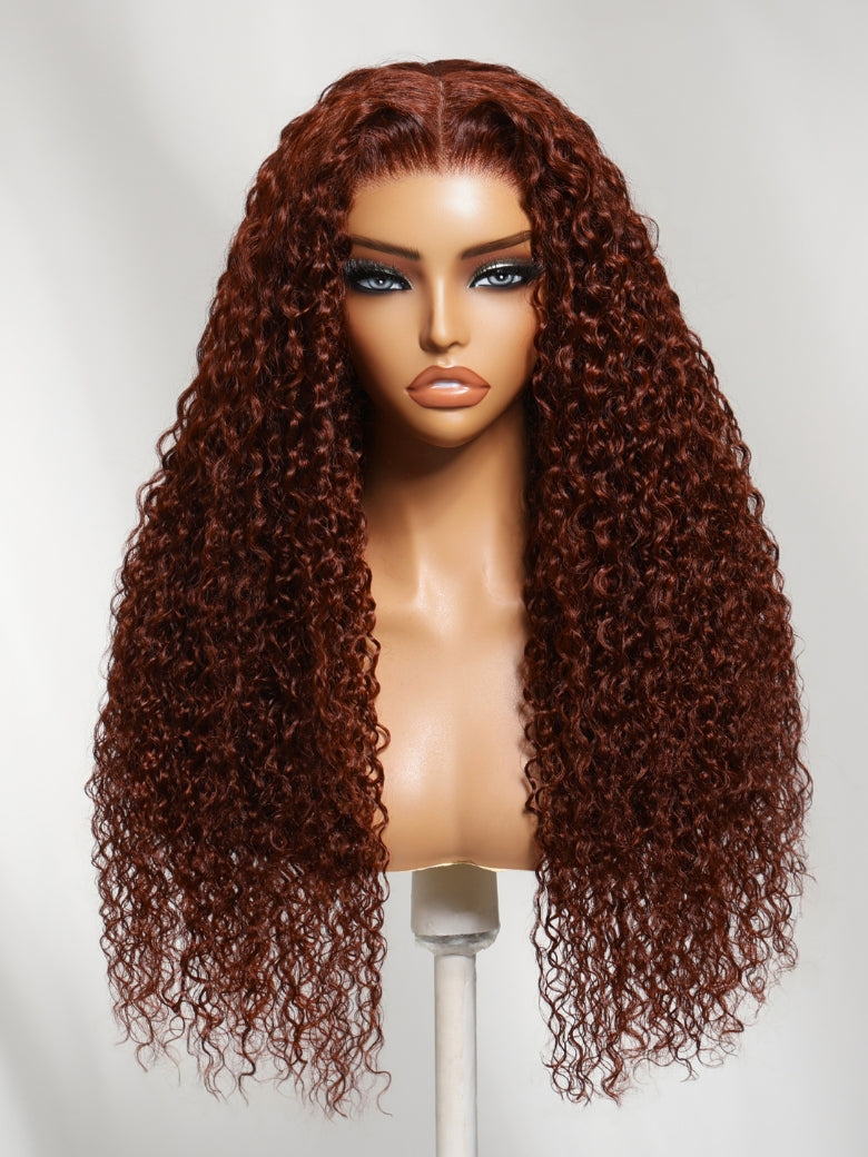 Sunber Reddish Brown Jerry Curly 7×5 Bye Bye Knots Wig-Glueless & 100% Human Hair & Elastic Drawstring Flash Sale
