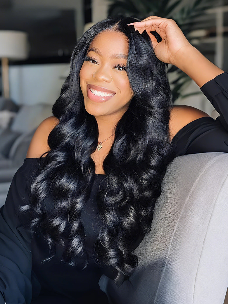 Sunber Body Wave Affordable No Lace V Part Wig Natural Color Human Hair