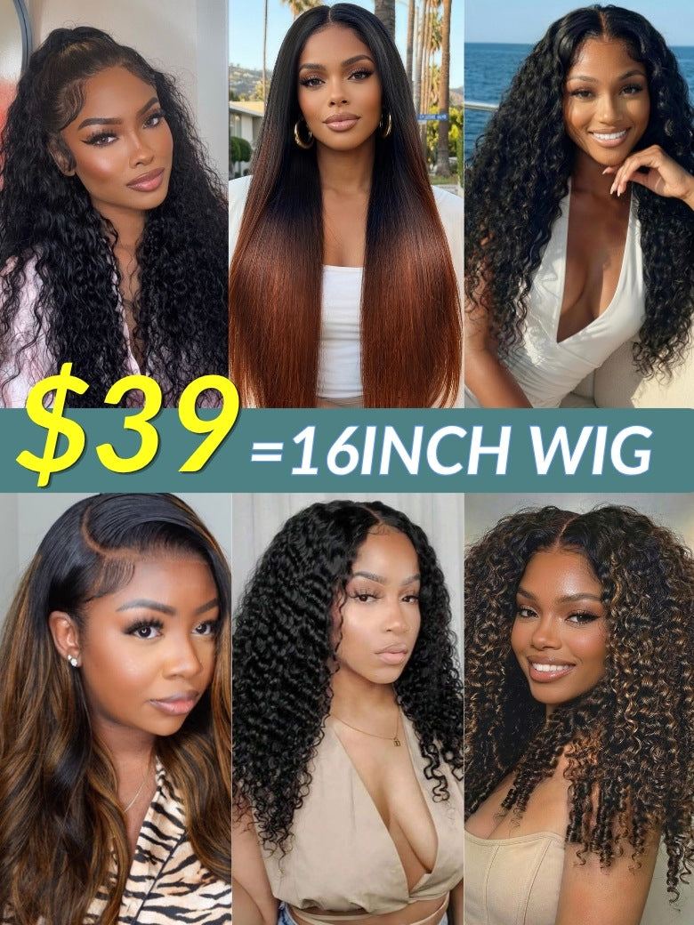 16inch From $39 Sunber 7x5/13x4 Pull & Go Glueless Wigs Limited Stock VIP Member Flash Sale