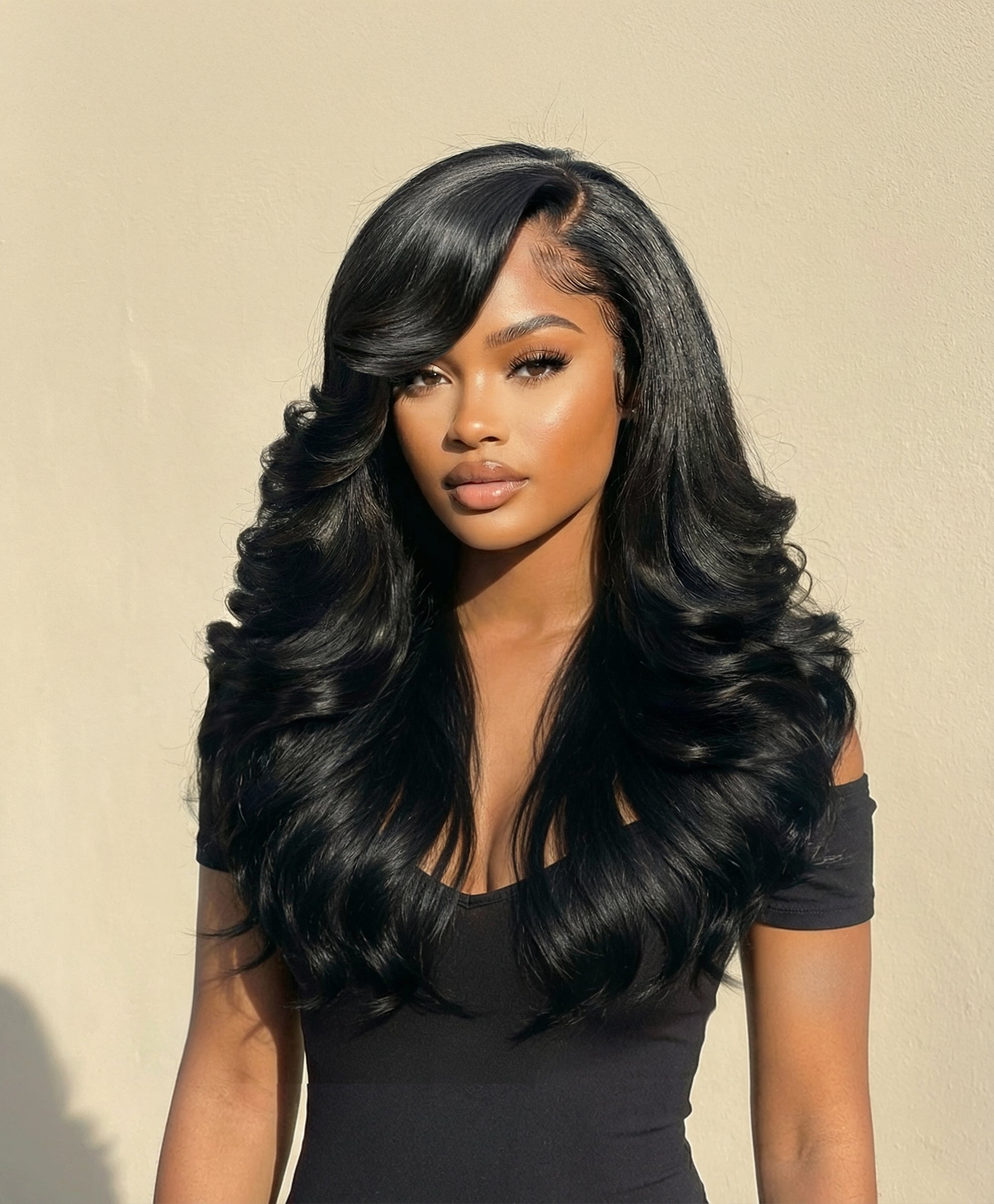 Sunber 200% Density Effortlessly Feathered Hairstyles 7x5 Pre Cut Lace Wig With Layered Haircuts