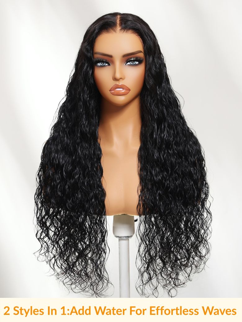 Sunber 13x4 Pre Everything Wet & Wavy 2 in 1 Dry Straight to Wet Water Wave Human Hair Lace Frontal Wig With Invisi Drawstring