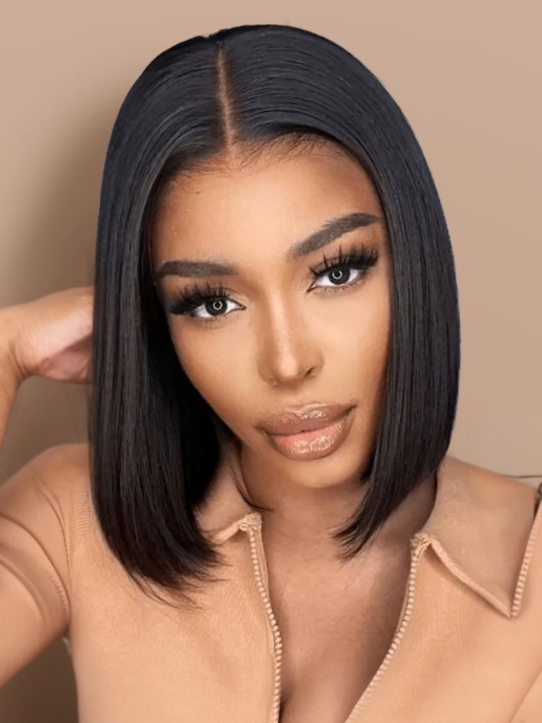 Sunber 7x5 No Slip Pre-Cut Lace Blunt Cut Straight Bob Wig With Elastic Drawstring Flash Sale