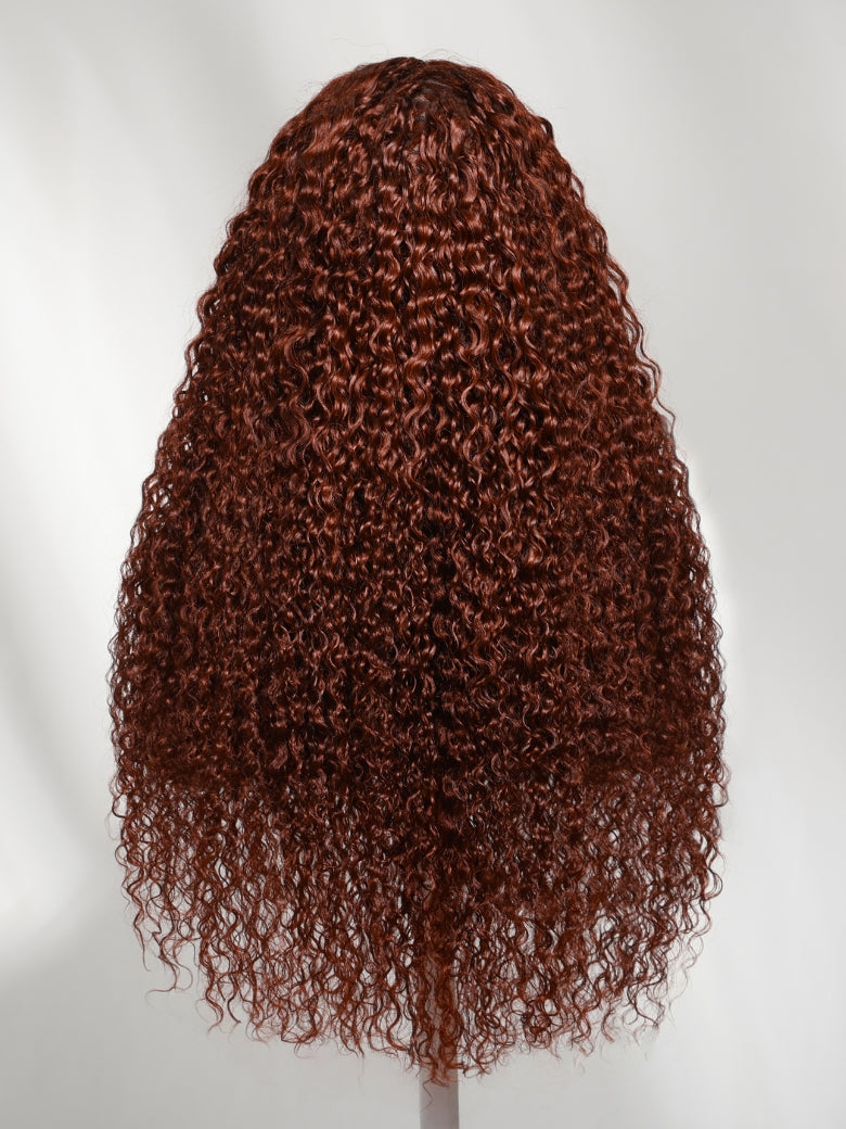 Sunber Reddish Brown Jerry Curly 7×5 Bye Bye Knots Wig-Glueless & 100% Human Hair & Elastic Drawstring Flash Sale
