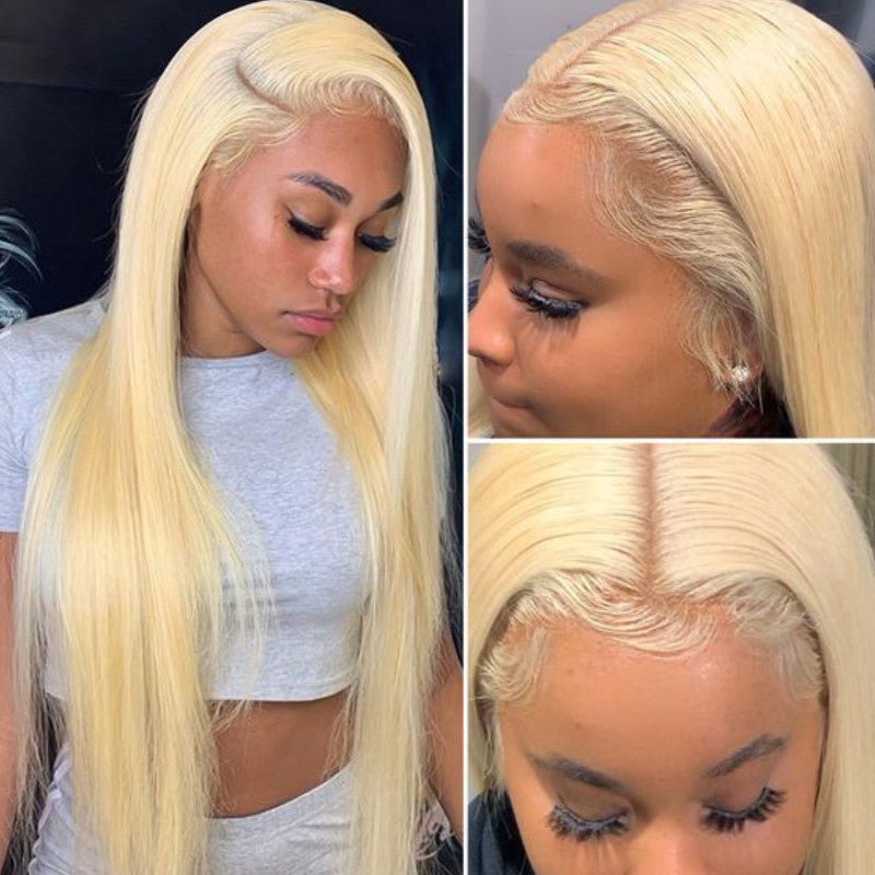 Sunber 613 Blonde Full Lace Color Wig Pre Plucked Straight Virgin Human Hair Wig 180% Density