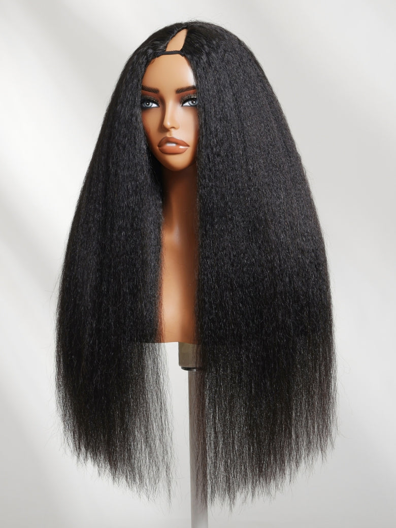 Flash Sale Sunber Kinky Straight EasiContour™ V Part Glueless Wigs 150%/180% Density Human Hair With Invisi Drawstring