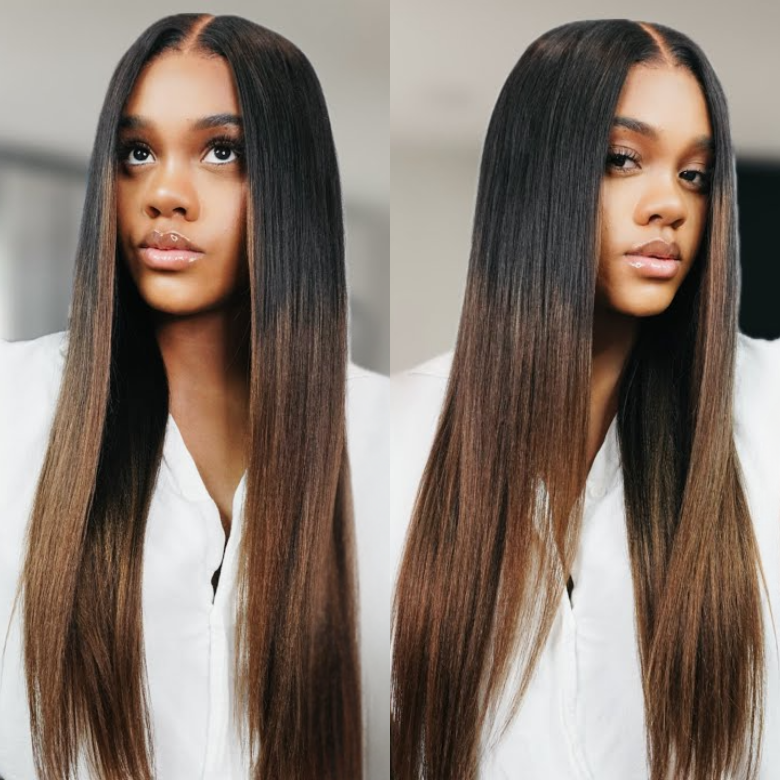 Sunber Glueless Chestnut Brown Yaki Straight Wave Wig Upgrade New V Part Wig Yaki Straight No Leave Out Protective Styles Flash Sale