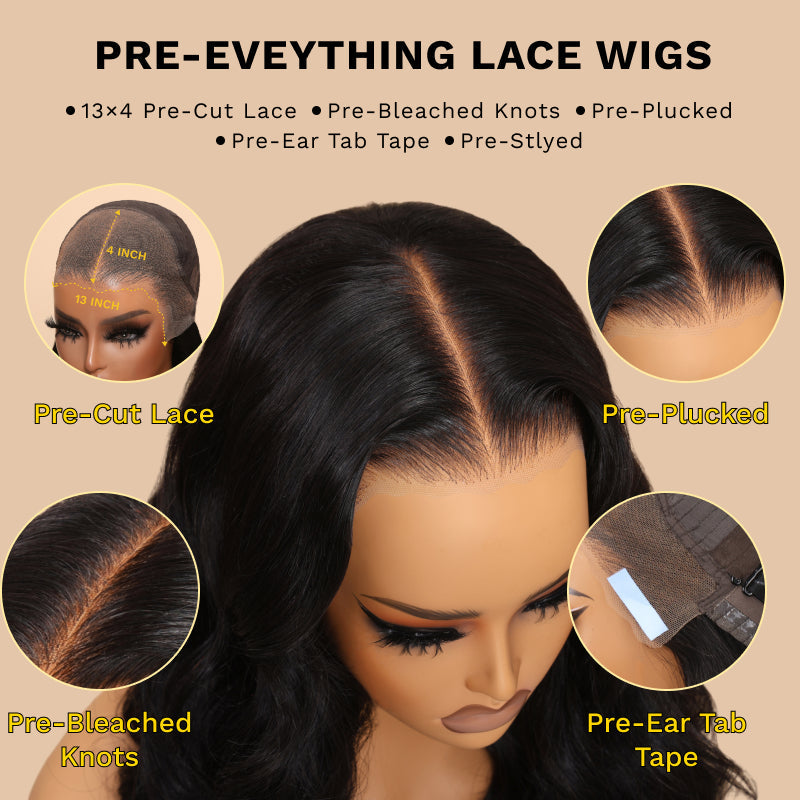 Sunber Blunt Cut Yaki Bob Pre-Cut Lace Wigs 13x4 Pre Everything Lace Frontal Straight Human Hair Wig