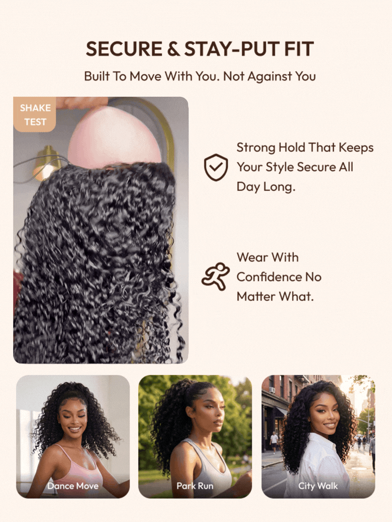 Sunber Burmese Curly Glueless Install Half Wig with Finger Coily Ends Beginner Friendly Flash Sale