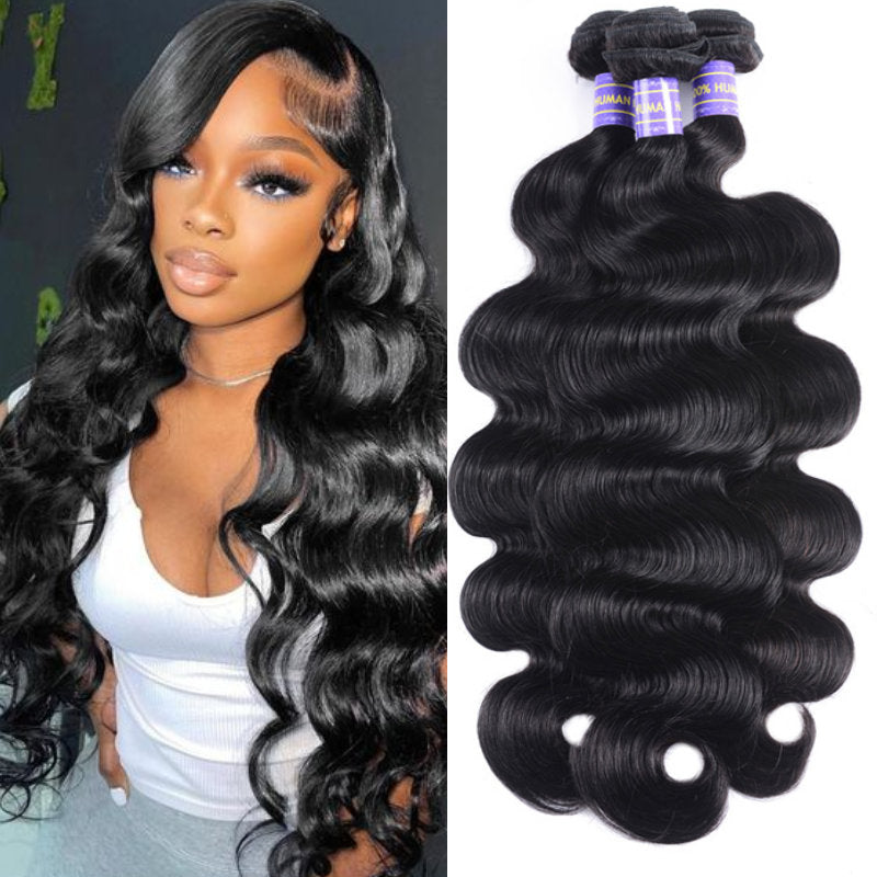 Sunber Hair Remy Human Hair Malaysian Body Wave Hair 3 Bundles 100% Unprocessed Human Hair Weave for Black