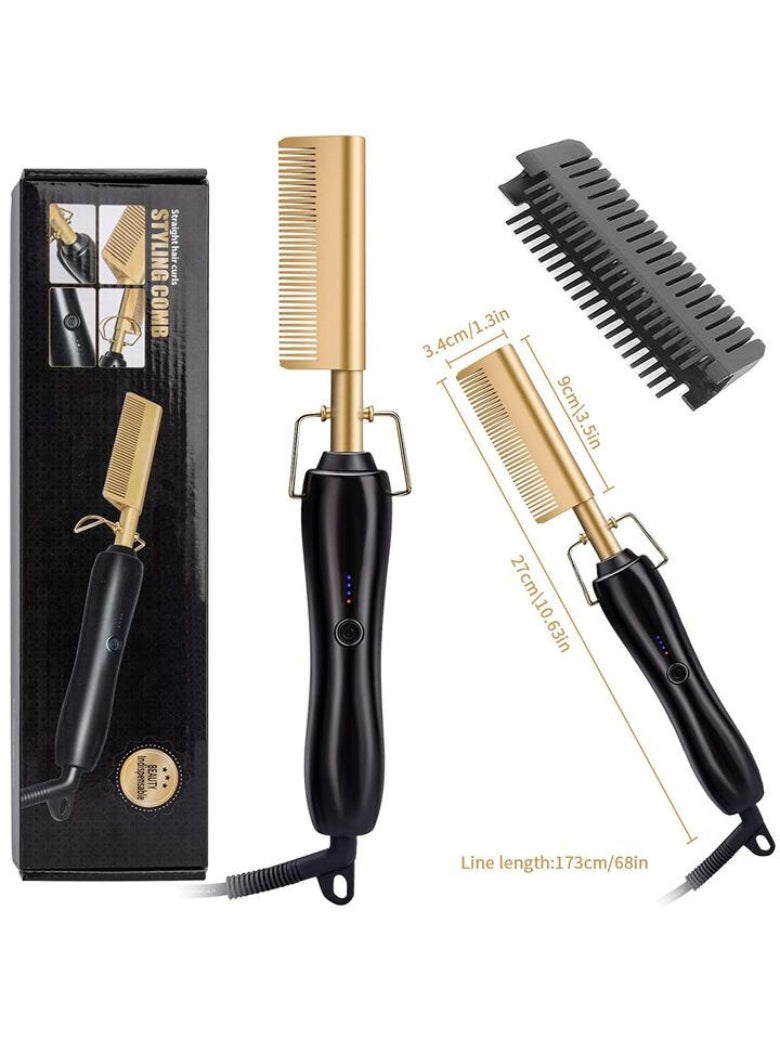 2500 Points Redeem 3 in 1 Hot Comb Hair Straightener Multifunctional Copper Hair Straightener Brush Straightening Comb