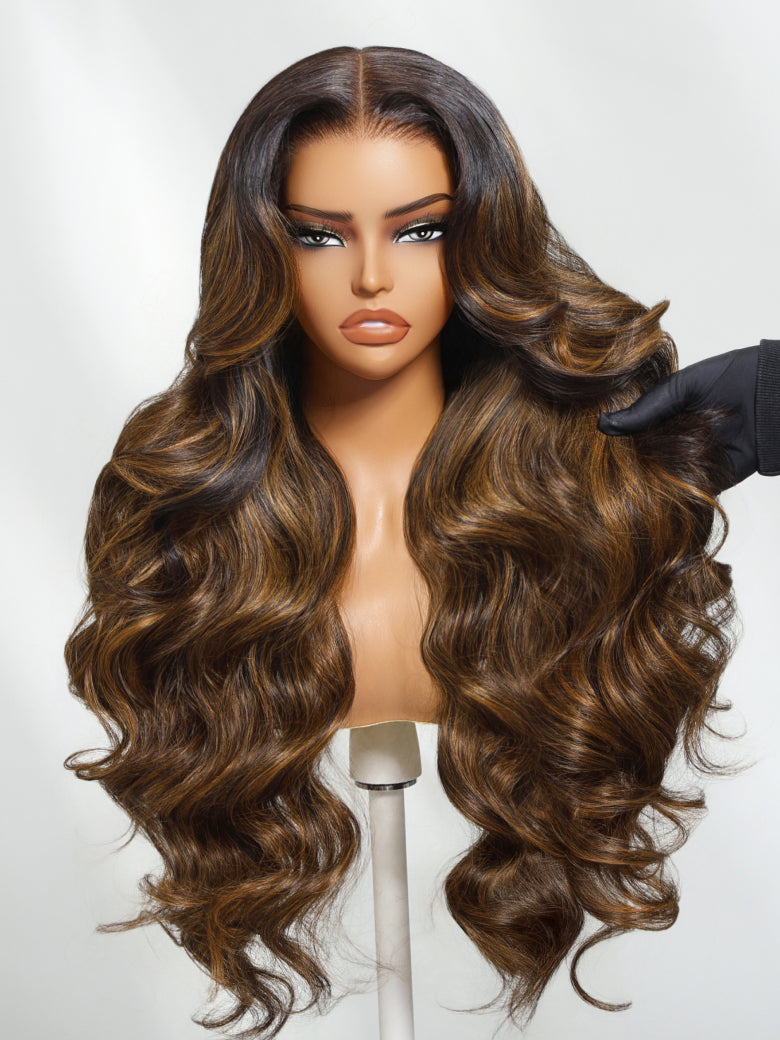 Sunber 7x5 Pre Cut Balayage Highlight Body Wave Lace Wigs With Invisi Drawstring Flash Sale