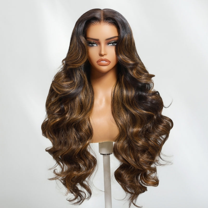 Sunber 7x5 Pre Cut Balayage Highlight Body Wave Lace Wigs With Invisi Drawstring Flash Sale