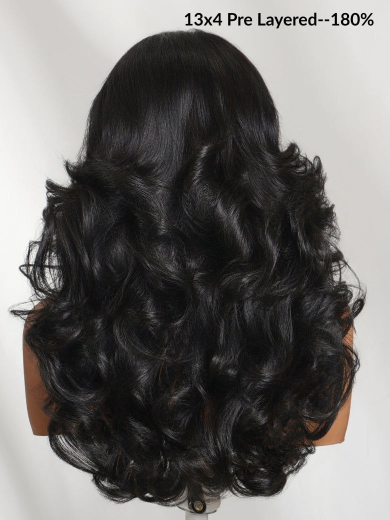 Sunber 180% Density 13x4 Pre-Everything Loose Wave Glueless Lace Frontal Wig –Feathered Style and Elastic Drawstring Flash Sale