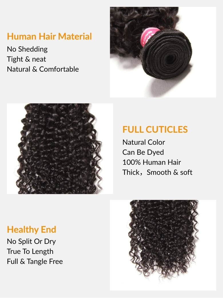 Sunber Malaysian 4 Curly Hair Bundles Weaves-New Remy Human Hair Bundles