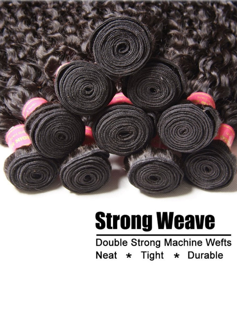 Sunber Hair Malaysian Curly 4 Bundles with 1pcs Lace Closure-100% Human Hair Weave