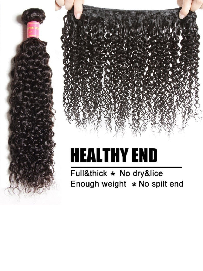 Sunber Hair Malaysian Curly 4 Bundles with 1pcs Lace Closure-100% Human Hair Weave