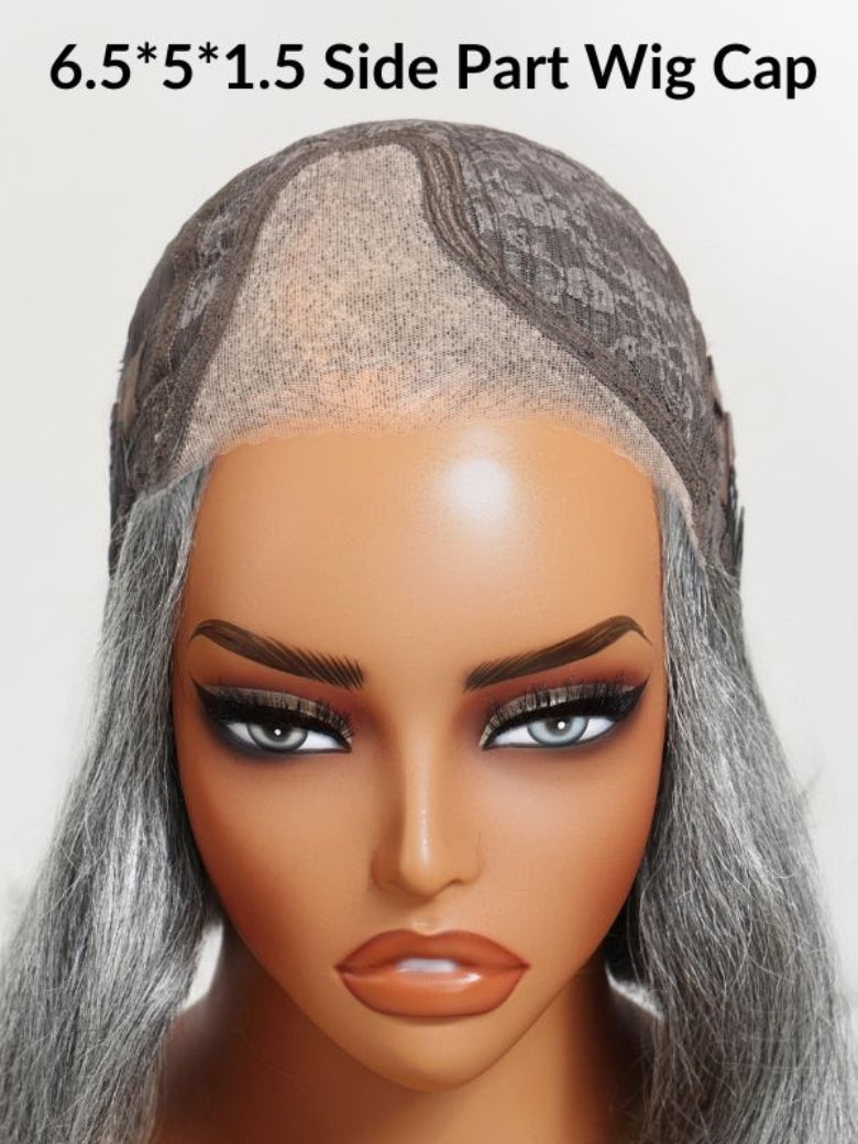 Sunber Salt and Pepper Layered Bob Minimalist Lace 6.5*5*1.5 Side Part Grey Wig Flash Sale