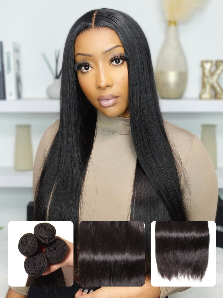 Sunber Hair Peruvian Straight Hair 4 Bundles New Remy Human Hair Weave