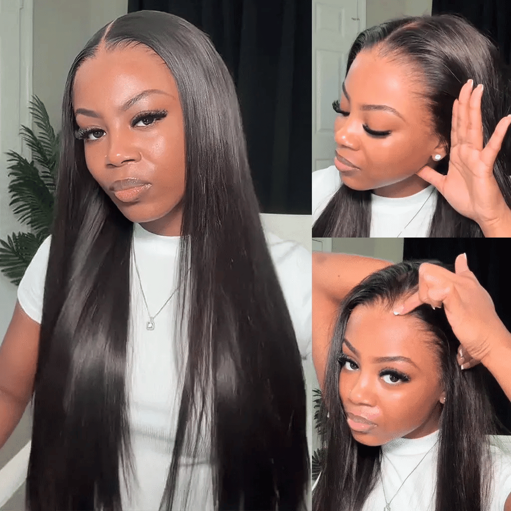 Sunber Yaki Straight 7x5 Glueless Lace Wig With Elastic Drawstring -Pull And Go & Bleach Knots & Pre-cut