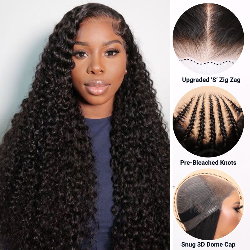 Extra 50% OFF | Sunber Curly 7×5 Bye Bye Knots Pre-Cut Lace Wigs Lace Closure Pre-Plucked Hairline Human Hair