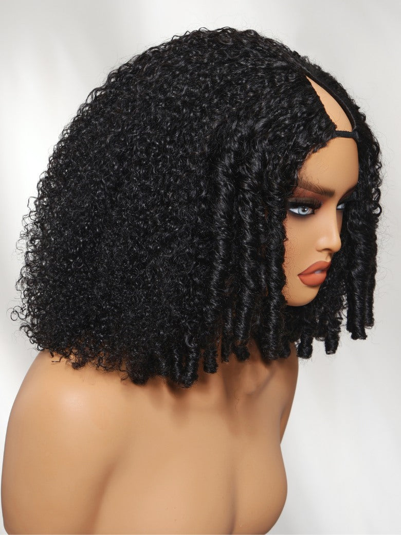 Flash Sale Afro Kinky Curly Pre-Styled Finger Coils EasiContour™ V Part Wig With Invisi Drawstring Sunber