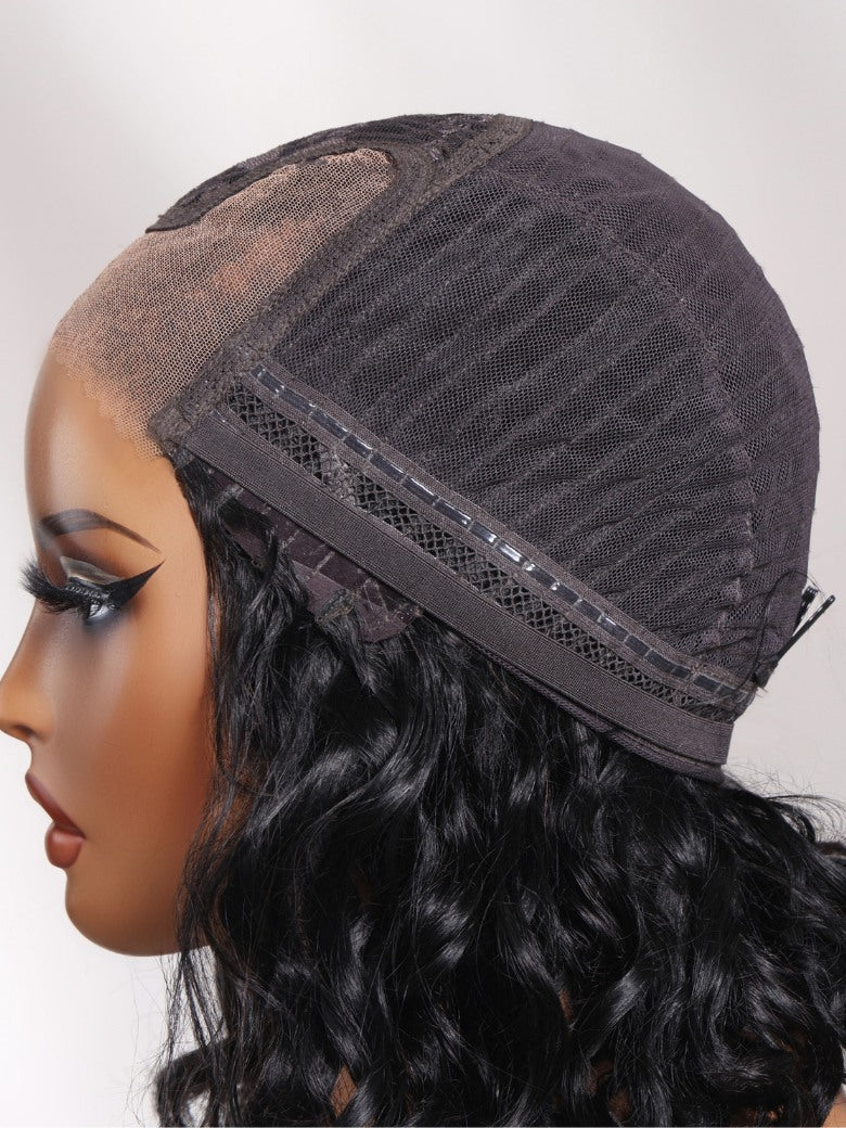 Sunber 220% density 6X4 Glueless Lace "C" Side Part Shoulder-length Body Wave Soft Blowout Wavy Bob Wig With Invisi Drawstring