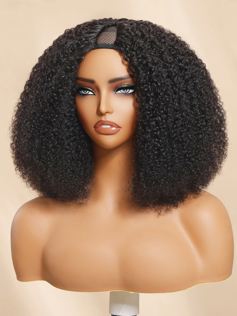Sunber Kinky Curly 7x5 Pre Cut Lace Put On And Go Skin Melt Wigs Natural Hairline With Invisi Drawstring Valentine&