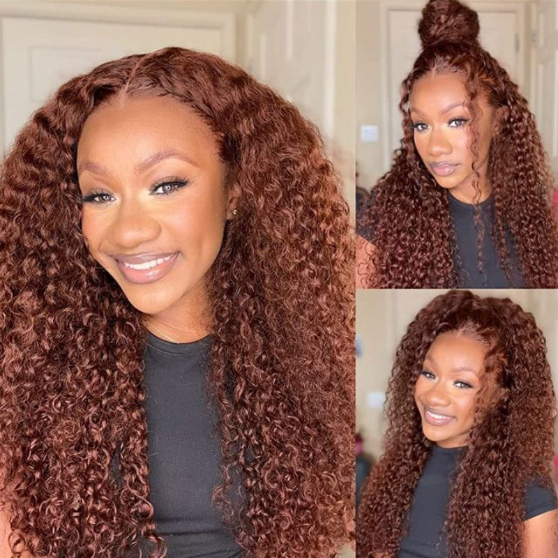 Extra 70% OFF | Sunber Reddish Brown Jerry Curly 7×5 Bye Bye Knots Lace Front Wig Real Human Hair