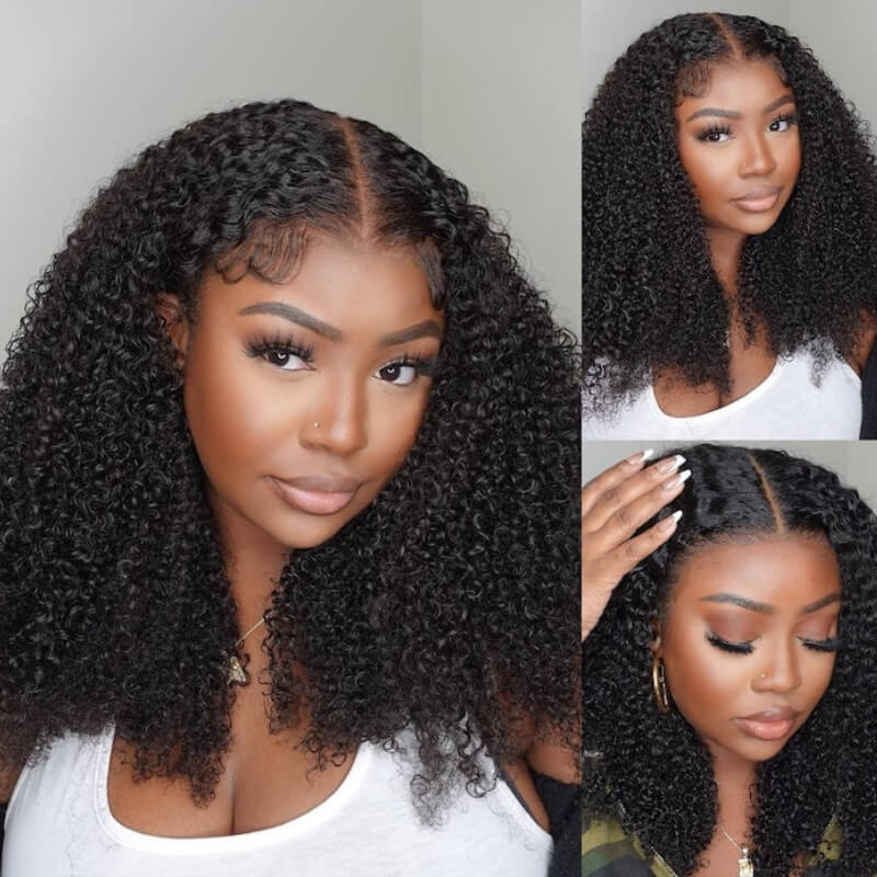 $100 OFF| Sunber 4C Kinky Curly Skin Melt 7*5 Pre Cut Lace Natural Hairline Lace Closure Human Hair Wigs Pre Plucked