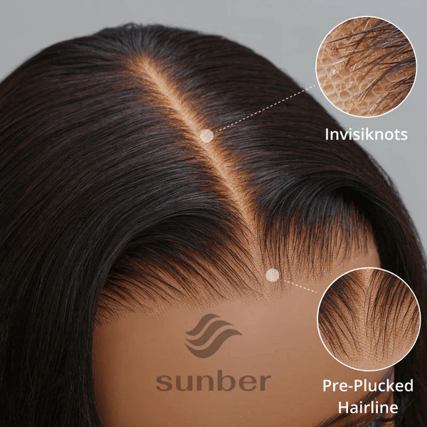 Sunber Undetectable Skin Melt 7x5 Bye Bye Knots Lace Closure Wig  Long Straight Hair Perfect Honey Highlight Wig