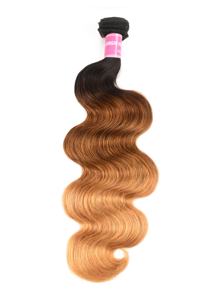 Sunber Hair Ombre Brazilian Body Wave Virgin Hair 3/4 Bundles T1B/4/27 Color 100% Human Hair Weave