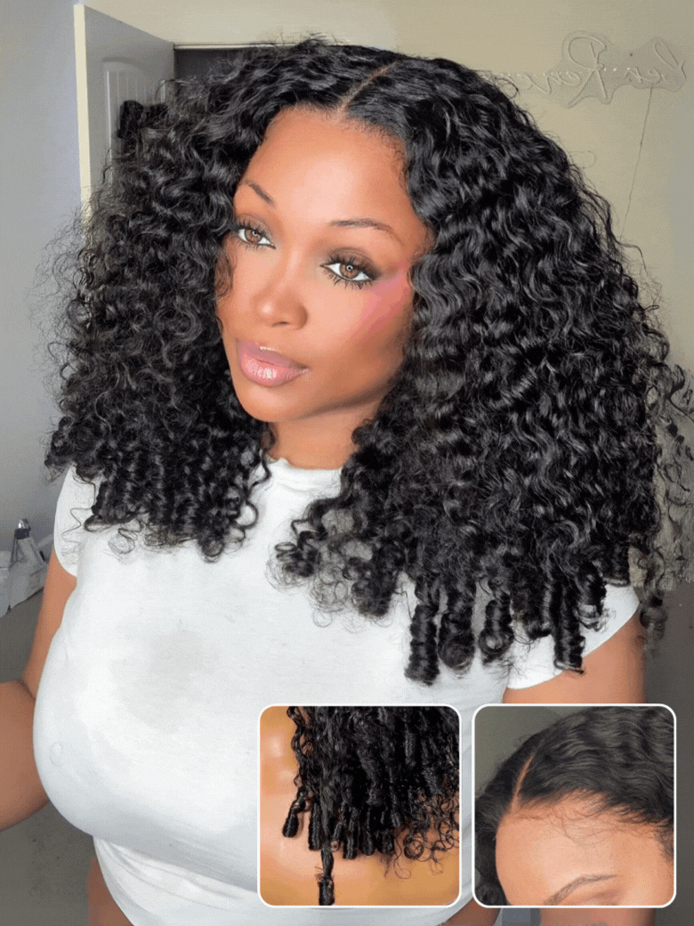 Sunber Kinky Curly 7x5 Pre Cut Lace Put On And Go Skin Melt Wigs Natural Hairline With Invisi Drawstring Flash Sale