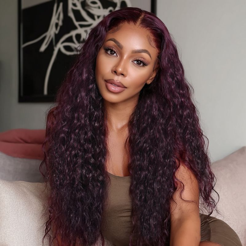 Water Wave 13x4 Pre Everything Lace Frontal Black Cherry