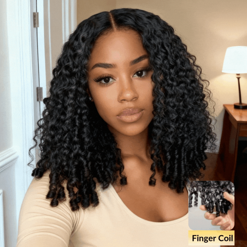 Sunber Pre-Styled Finger Coils Wig 7x5 Bye Bye Knots Glueless Spiral Curls Water Curly Hair Twist Out At The End Put On and Go Human Hair Wigs