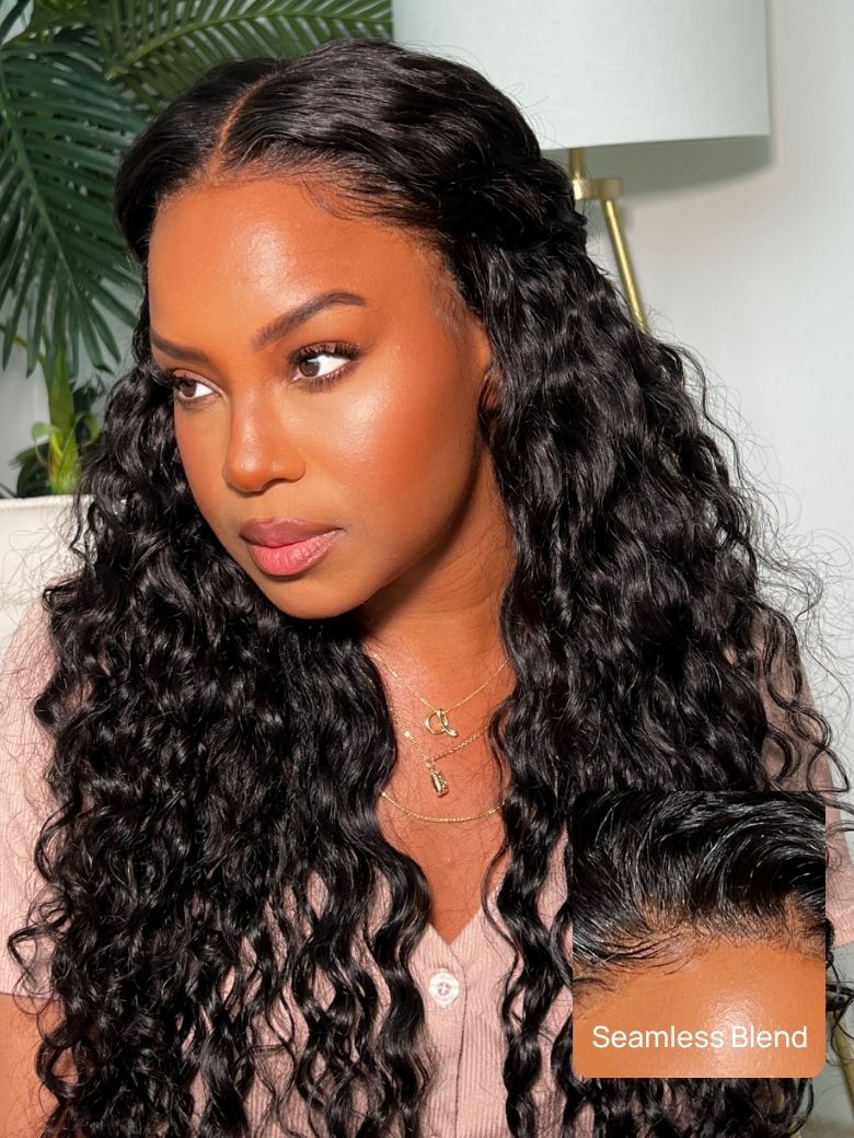 Sunber Water Wave Bye Bye Knots Put On And Go Wig 100% Human Hair Natural Black Wig Vip Member Flash Sale President&