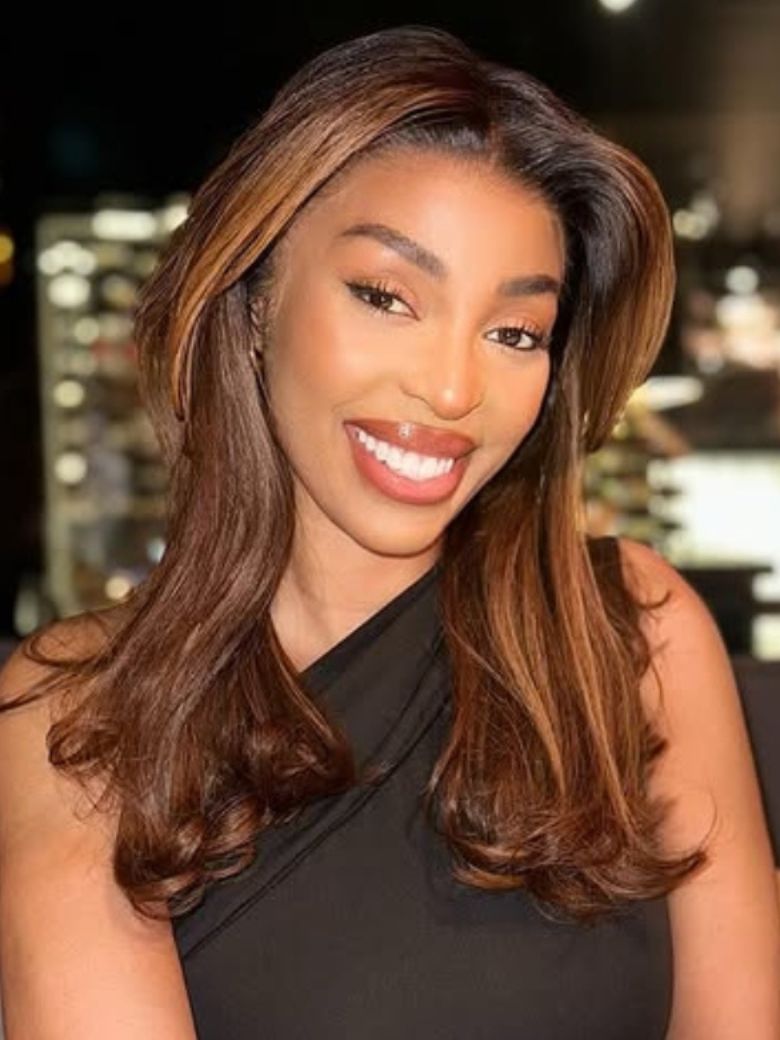 Sunber Caramel Highlights On Blonde 7x5/13x4 Pre Cut Lace Straight Bob Hair Wig With Dark Roots Flash Sale